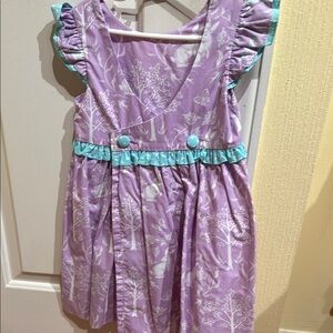 Purple and Blue Ruffle Sleeve Dress